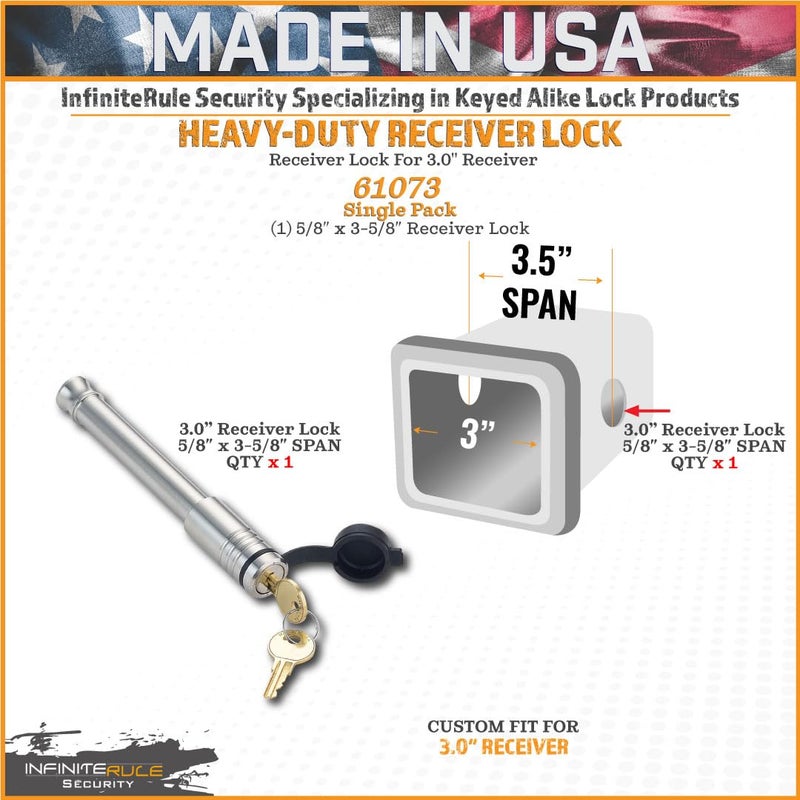 InfiniteRule Security 61073 | Receiver Lock for 3" Receiver - Image 2
